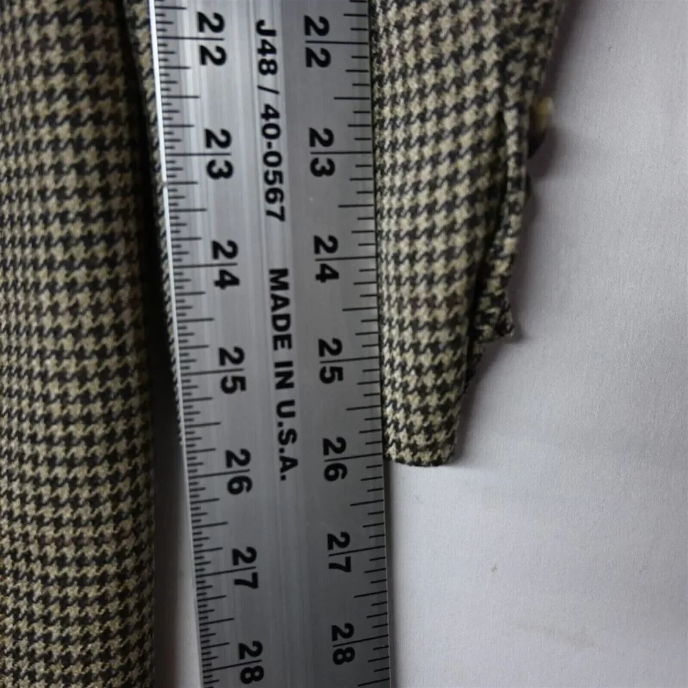 IZOD 42L Brown Houndstooth 100% Wool‎ Mens Blazer Sport Coat Jacket